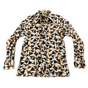 Vintage ADG Geometric Disco Collar Shirt Size S/M Stretchy Men’s